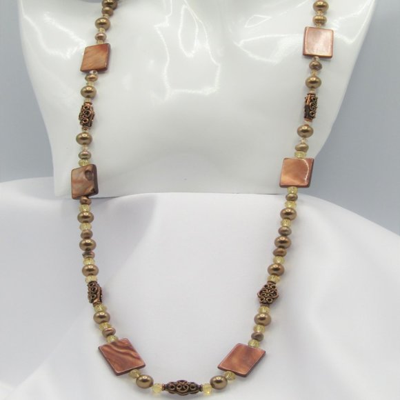Copper and Gold Colour Beaded Jewelry Set - Picture 2 of 5